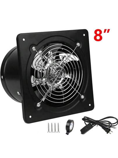 8" Exhaust Fan Stainless Steel Ventilation Extractor Fan 110V Wall-Mounted Blower Duct Fan With Backdraft Damper For Kitchen, Bathroom, Basement, Laundry Room ,Toilets, Garage, Shopping Mall And Office