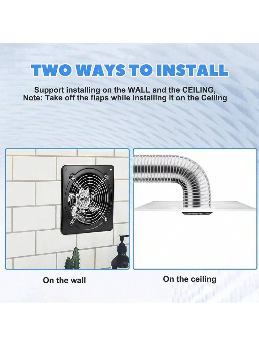 8" Exhaust Fan Stainless Steel Ventilation Extractor Fan 110V Wall-Mounted Blower Duct Fan With Backdraft Damper For Kitchen, Bathroom, Basement, Laundry Room ,Toilets, Garage, Shopping Mall And Office