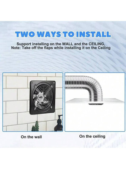 8" Exhaust Fan Stainless Steel Ventilation Extractor Fan 110V Wall-Mounted Blower Duct Fan With Backdraft Damper For Kitchen, Bathroom, Basement, Laundry Room ,Toilets, Garage, Shopping Mall And Office