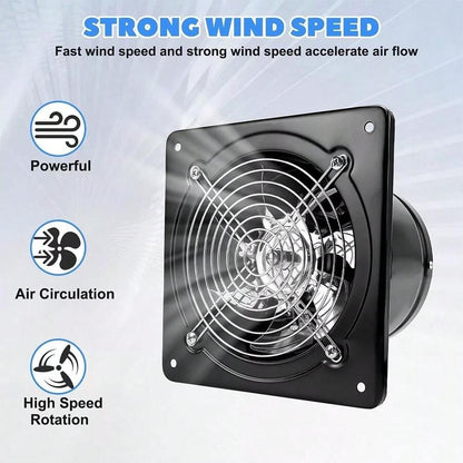 8" Exhaust Fan Stainless Steel Ventilation Extractor Fan 110V Wall-Mounted Blower Duct Fan With Backdraft Damper For Kitchen, Bathroom, Basement, Laundry Room ,Toilets, Garage, Shopping Mall And Office