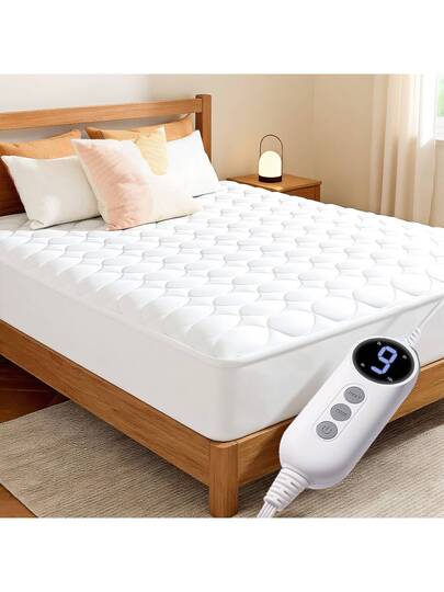 Heated Mattress Pad - Dual Control, 6 Heat Settings & 10-Hour Auto Off, Quilted Electric Bed Cover, Bed Warmer With Deep Pocket | Fast Heating | Machine Washable