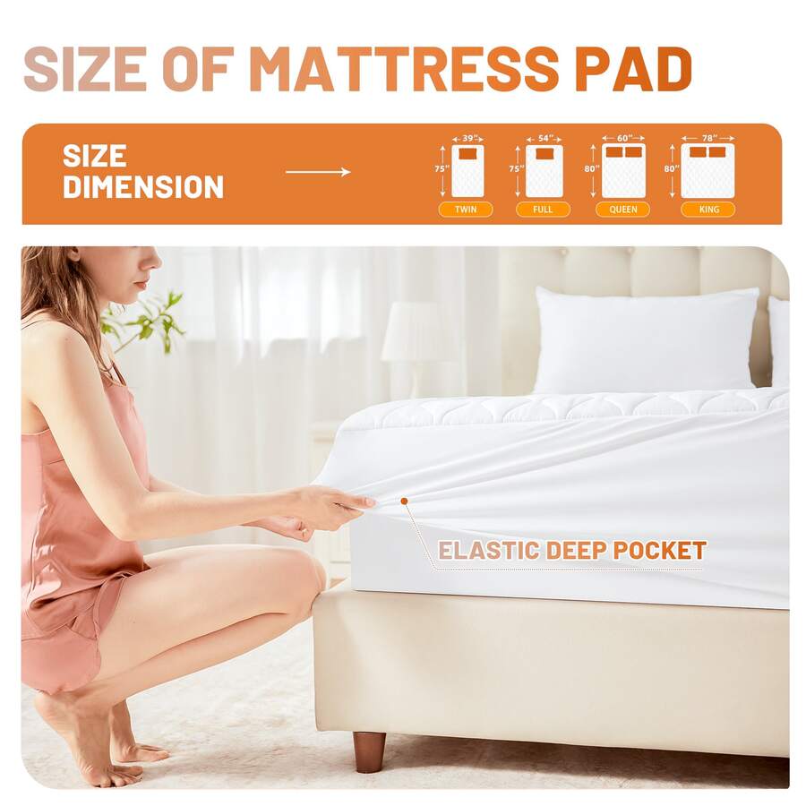 Heated Mattress Pad - Dual Control, 6 Heat Settings & 10-Hour Auto Off, Quilted Electric Bed Cover, Bed Warmer With Deep Pocket | Fast Heating | Machine Washable