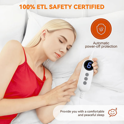 Heated Mattress Pad - Dual Control, 6 Heat Settings & 10-Hour Auto Off, Quilted Electric Bed Cover, Bed Warmer With Deep Pocket | Fast Heating | Machine Washable