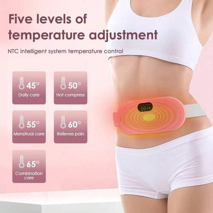 Cordless Heating Pad For Period Cramps: Portable Menstrual Heating Belt With 3 Heat Levels 4 Massage Modes - Wearable Waist Heating Pad For Women Girls