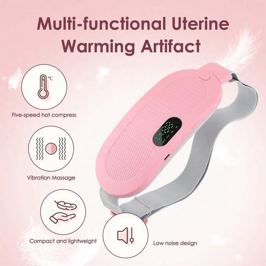 Cordless Heating Pad For Period Cramps: Portable Menstrual Heating Belt With 3 Heat Levels 4 Massage Modes - Wearable Waist Heating Pad For Women Girls