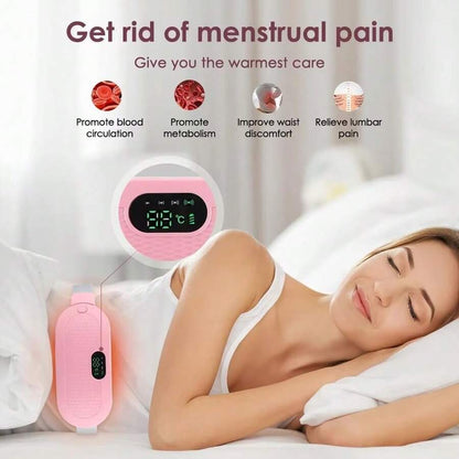 Cordless Heating Pad For Period Cramps: Portable Menstrual Heating Belt With 3 Heat Levels 4 Massage Modes - Wearable Waist Heating Pad For Women Girls