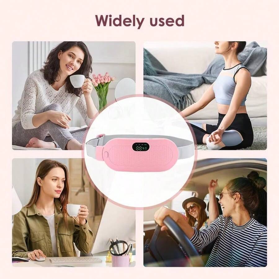 Cordless Heating Pad For Period Cramps: Portable Menstrual Heating Belt With 3 Heat Levels 4 Massage Modes - Wearable Waist Heating Pad For Women Girls