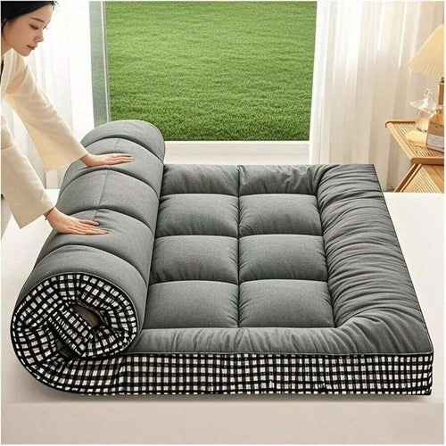 Thick Quilted Mattress Topper - Soft, Warm, Breathable Fiber Filling - Non-Waterproof, Woven Fabric Mattress Topper - Available In All SeasonsIdeal For Bedroom, Guest Room, Dorm - 6-8cm Thickness