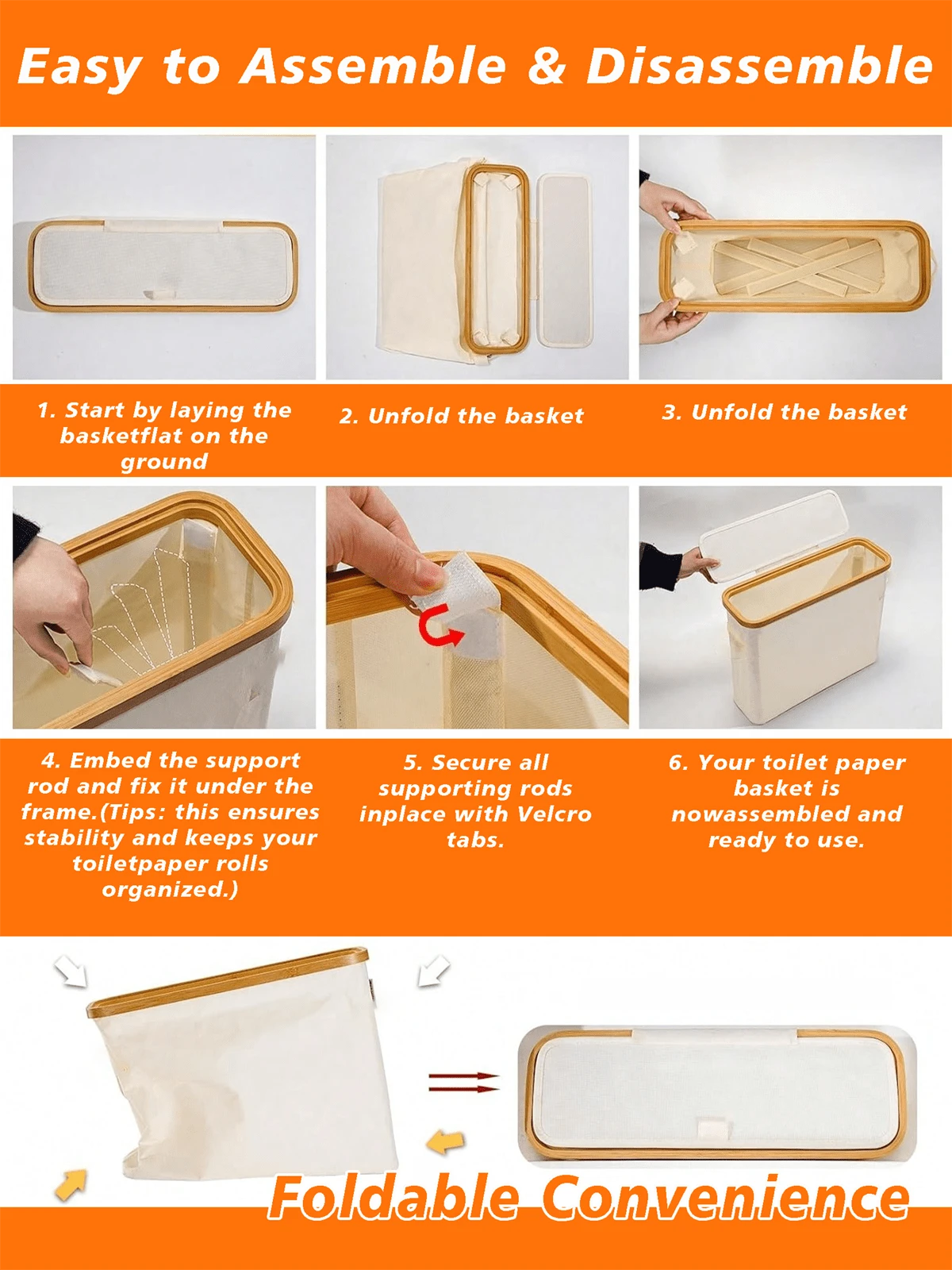 Foldable Fabric Toilet Paper Storage Basket — product image 10