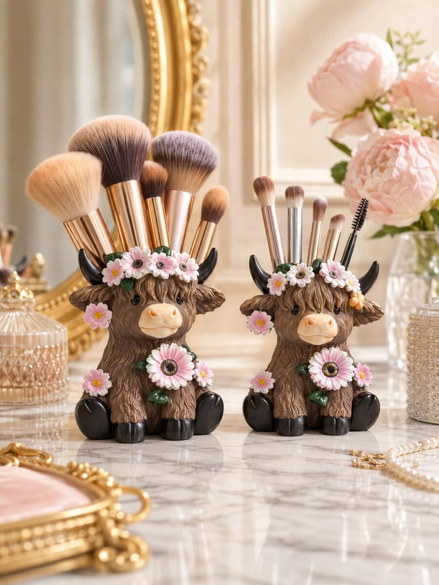 Highland Cow Makeup Brush & Pen Holder — product image 4