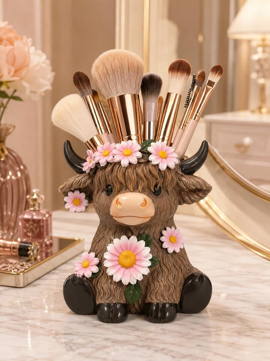Highland Cow Makeup Brush & Pen Holder — product image 2
