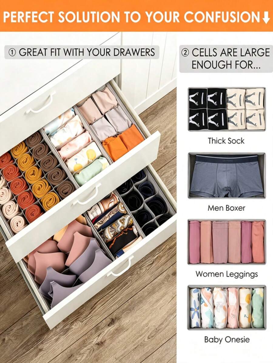Foldable 3-Piece Drawer Organizer Set — product image 5